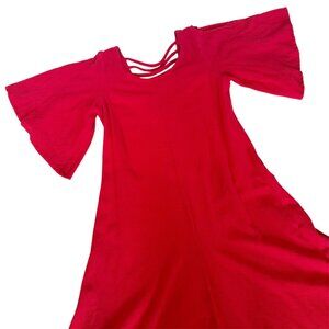Disenos Vintage Red Bell Sleeve Cold Shoulder Dress Size Medium